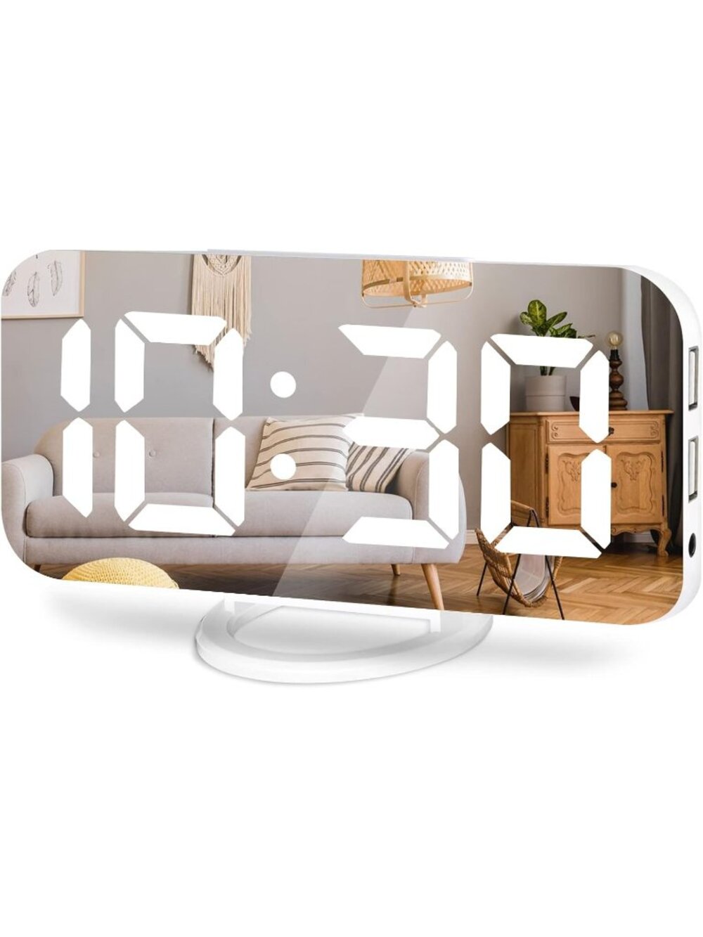 New White Digital Alarm Clock for Bedroom